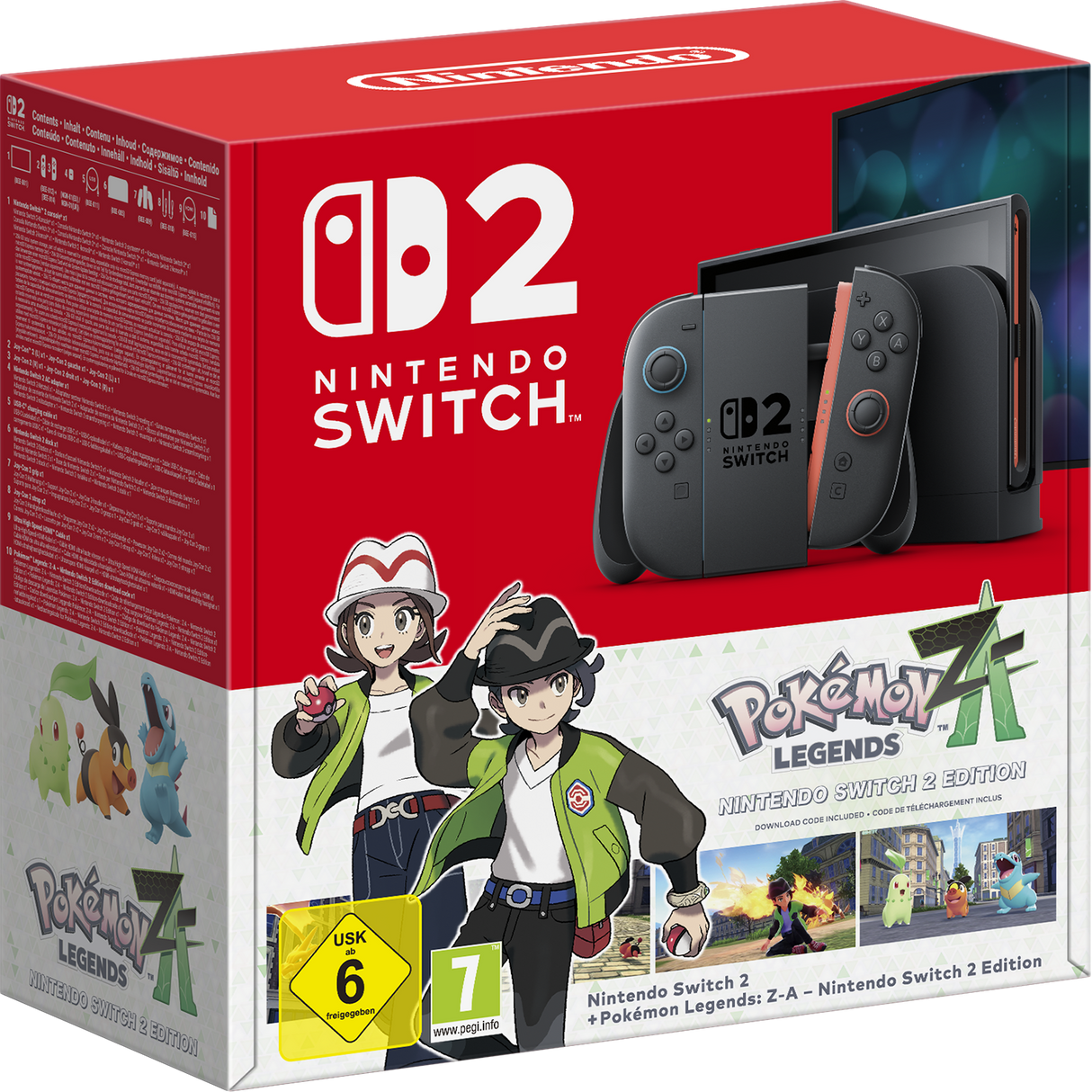 Nintendo Switch 2 packaging with Pokémon Legends branding on a red background