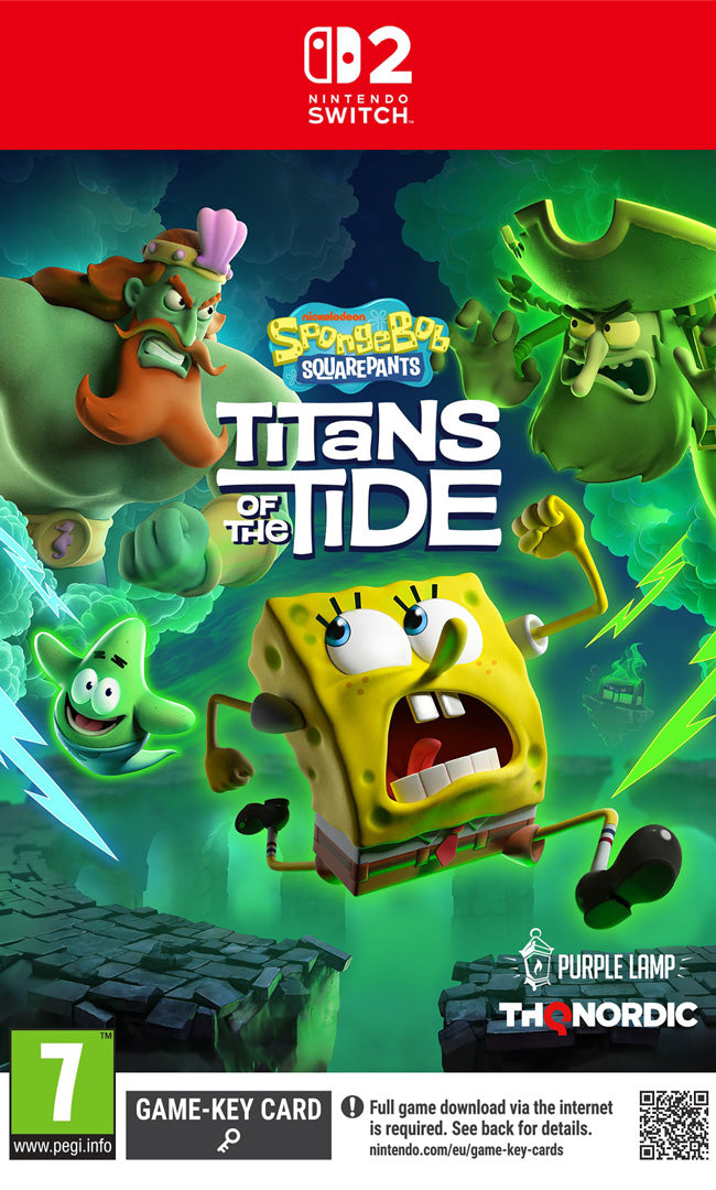 Game cover for 'SpongeBob SquarePants: Titans of the Tide' on Nintendo Switch with characters and branding.
