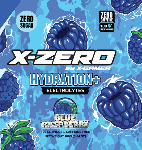 X-Zero - Hydration Blue Raspberry (160g / 100 Servings) - Merchandise by X-Zero The Chelsea Gamer