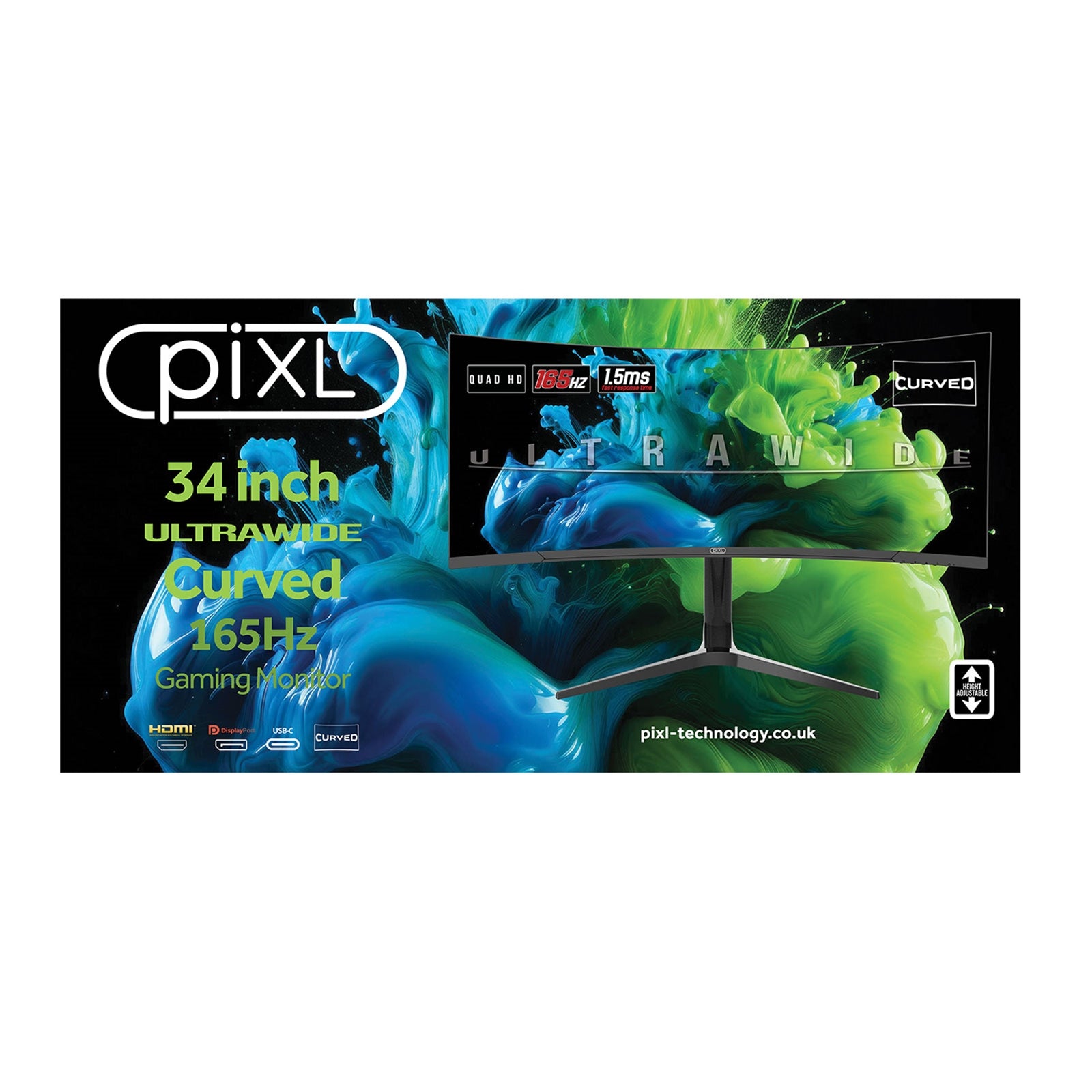 piXL CM34C7 34 Inch Ultrawide Curved Gaming Monitor - Monitor by piXL The Chelsea Gamer