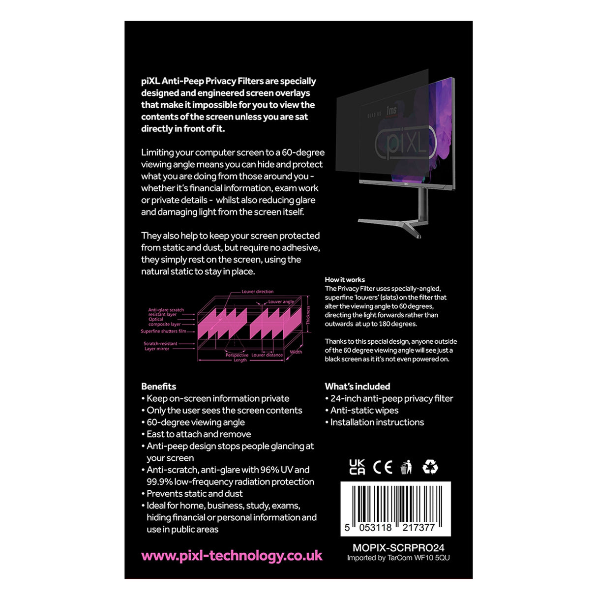 piXL 24 Inch Monitor Privacy Screen - Care by piXL The Chelsea Gamer