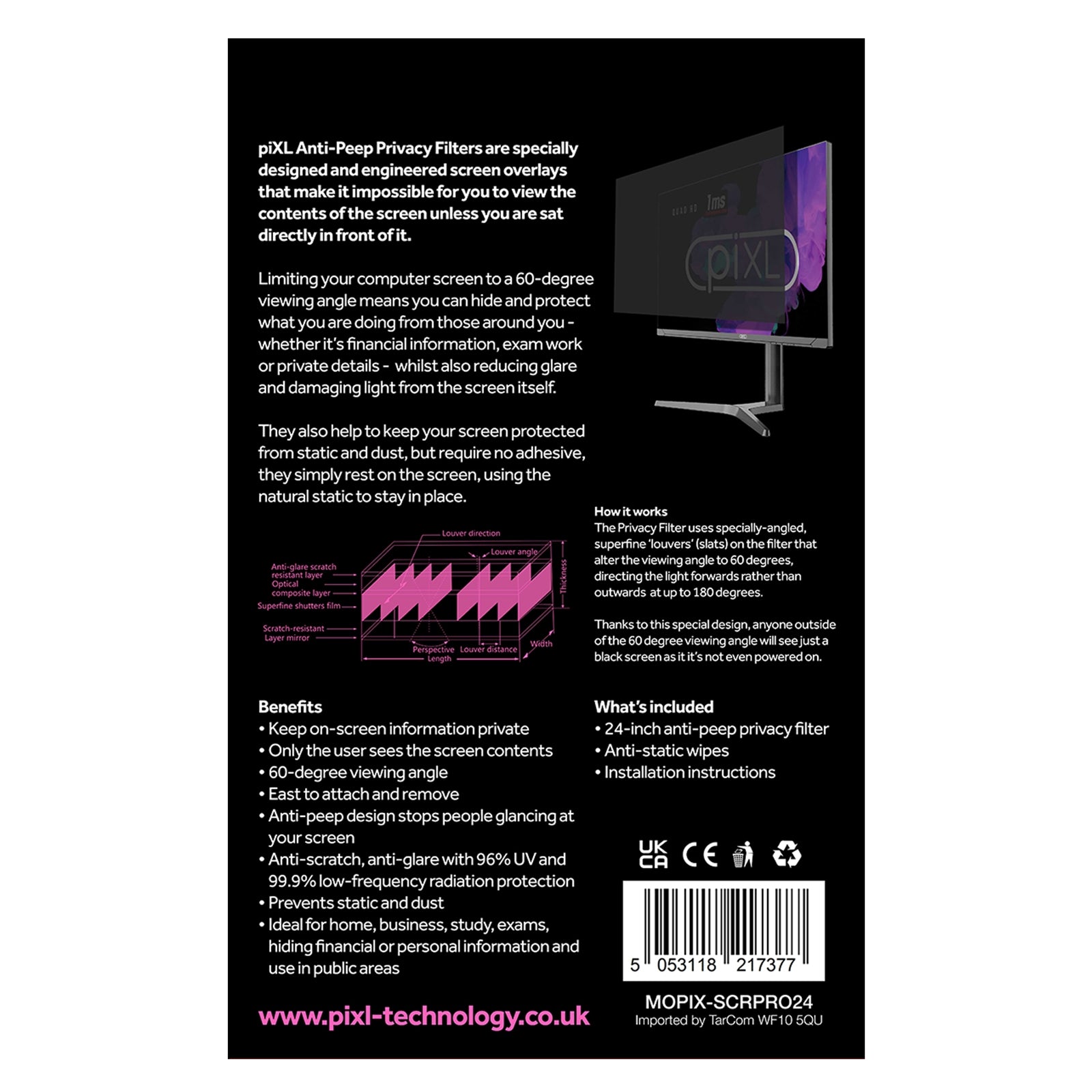 piXL 24 Inch Monitor Privacy Screen - Care by piXL The Chelsea Gamer