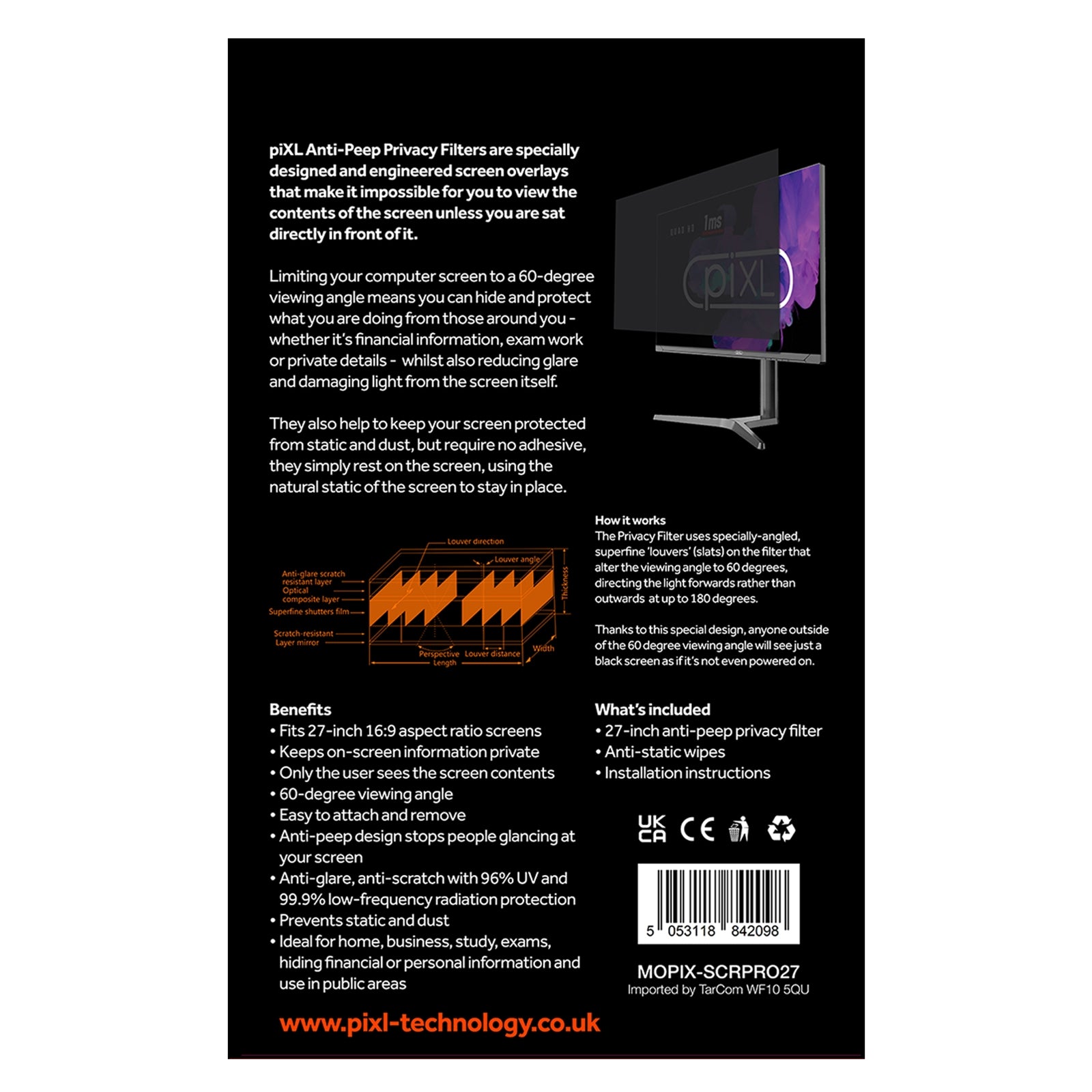 piXL 27 Inch Monitor Privacy Screen - Care by piXL The Chelsea Gamer