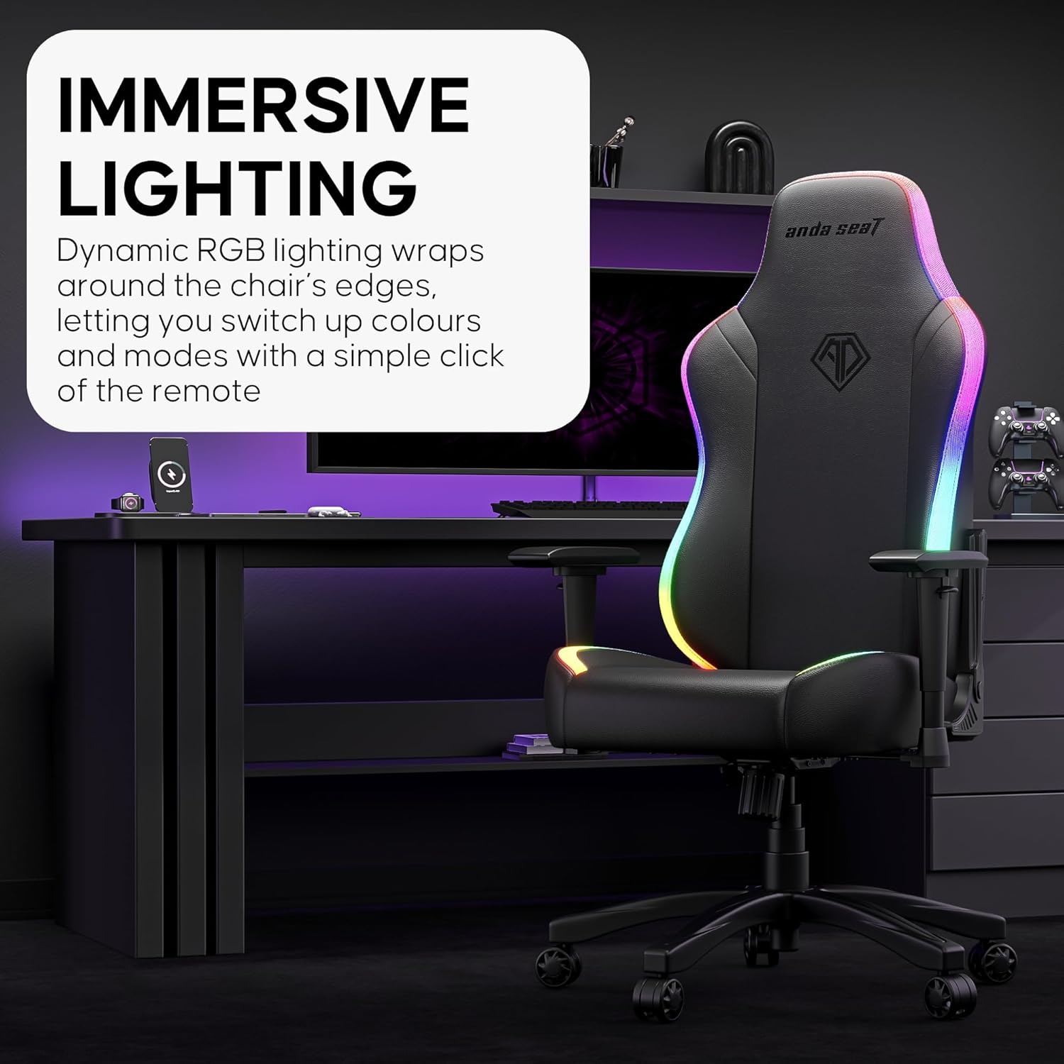 Anda Seat Luna RGB Gaming Chair - Large - Furniture by Anda Seat The Chelsea Gamer