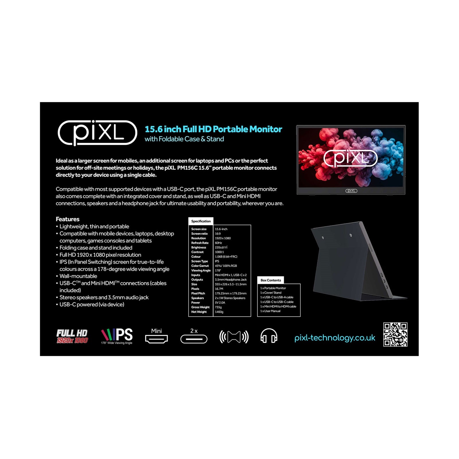 piXL PM156C 15.6 Inch Full HD 60Hz IPS Portable Monitor - Monitor by piXL The Chelsea Gamer