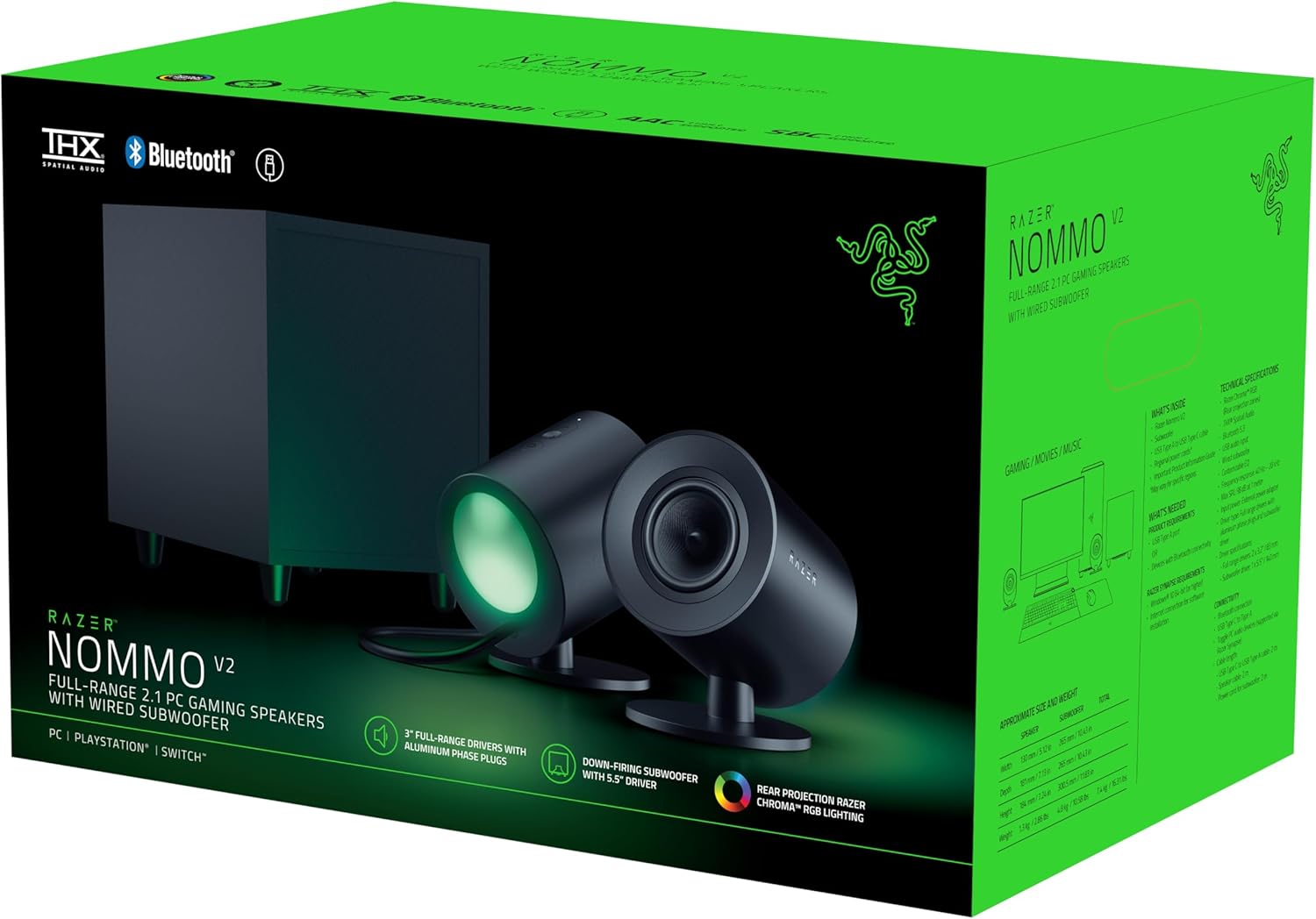 Razer Nommo V2 Full-Range 2.1 PC Gaming Speakers with Wired Subwoofer - Audio by Razer The Chelsea Gamer