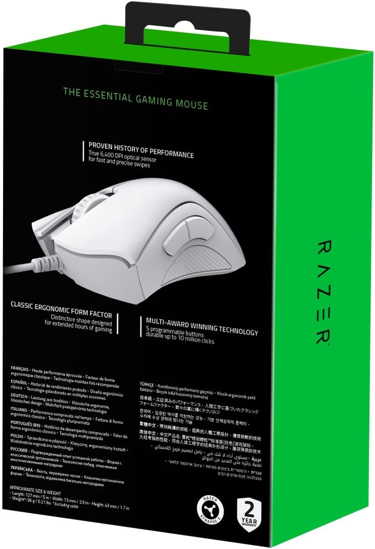 Razer DeathAdder Essential Mouse - White - Mice by Razer The Chelsea Gamer