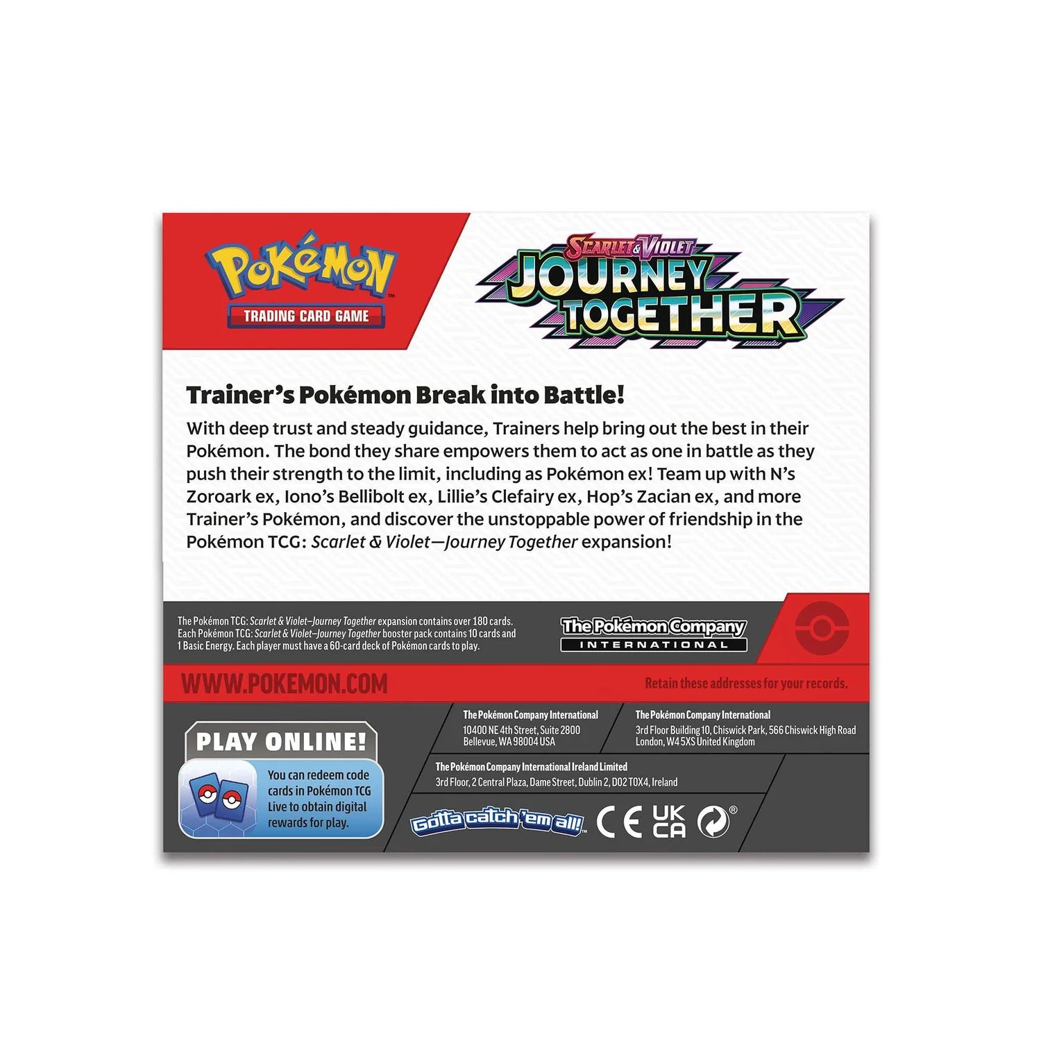 Pokémon TCG: Scarlet  & Violet - Journey Together - Single Booster Pack - Merchandise by Pokémon The Chelsea Gamer