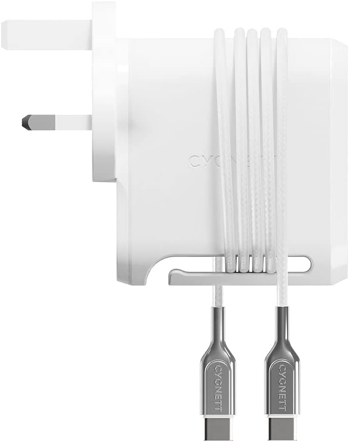 Cygnett PowerMaxx 70W Dual Port GaN Wall Charger - White UK