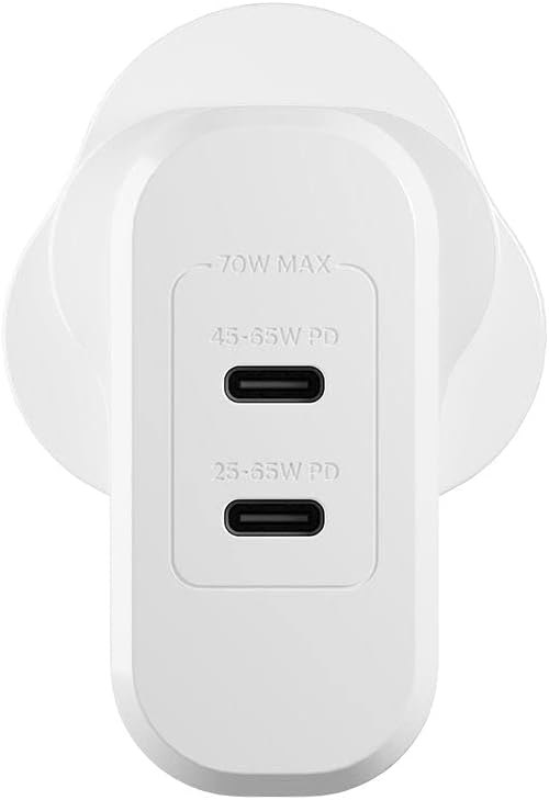 Cygnett PowerMaxx 70W Dual Port GaN Wall Charger - White UK