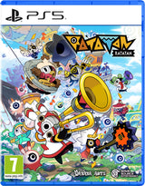 PS5 game case cover for Patatan Ratatan, featuring a colorful cartoon illustration of characters and instruments on the front, with PS5 branding at the top and PEGI 7 rating at the bottom left.