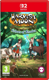 Nintendo Switch game case for Harvest Moon: Echoes of Teradea, featuring illustrated cover art with a red border, game title at the top, Nintendo Switch branding, PEGI 3 rating, and Numskull Games logo.