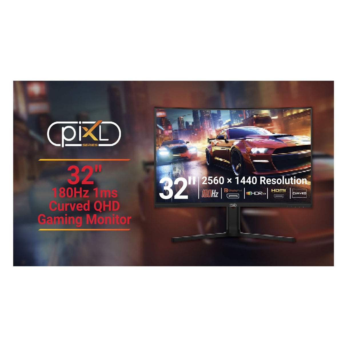piXL X-Series GS32QIDPHA 32 Inch QHD IPS, Curved (1500R) Gaming Monitor