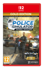 Nintendo Switch game case for Police Simulator Patrol Officers Gold Edition, featuring cover art of two police officers standing in front of patrol cars on a city street.