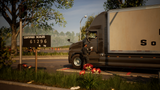 A semi-truck parked at a roadside certified scale with a person standing beside it and a sign reading 'CERTIFIED SCALES 61296 kg' in a real outdoor environment.