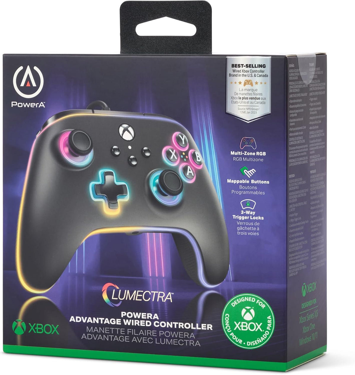 PowerA - Advantage Wired Controller for Xbox Series X|S with Lumectra - Black