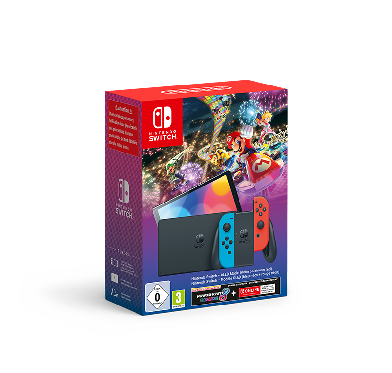 Nintendo Switch – OLED Model (Neon Blue/Neon Red) - Mario Kart 8 Deluxe with NSO Edition - Console pack by Nintendo The Chelsea Gamer