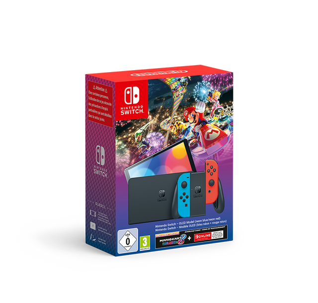 Nintendo Switch – OLED Model (Neon Blue/Neon Red) - Mario Kart 8 Deluxe with NSO Edition - Console pack by Nintendo The Chelsea Gamer