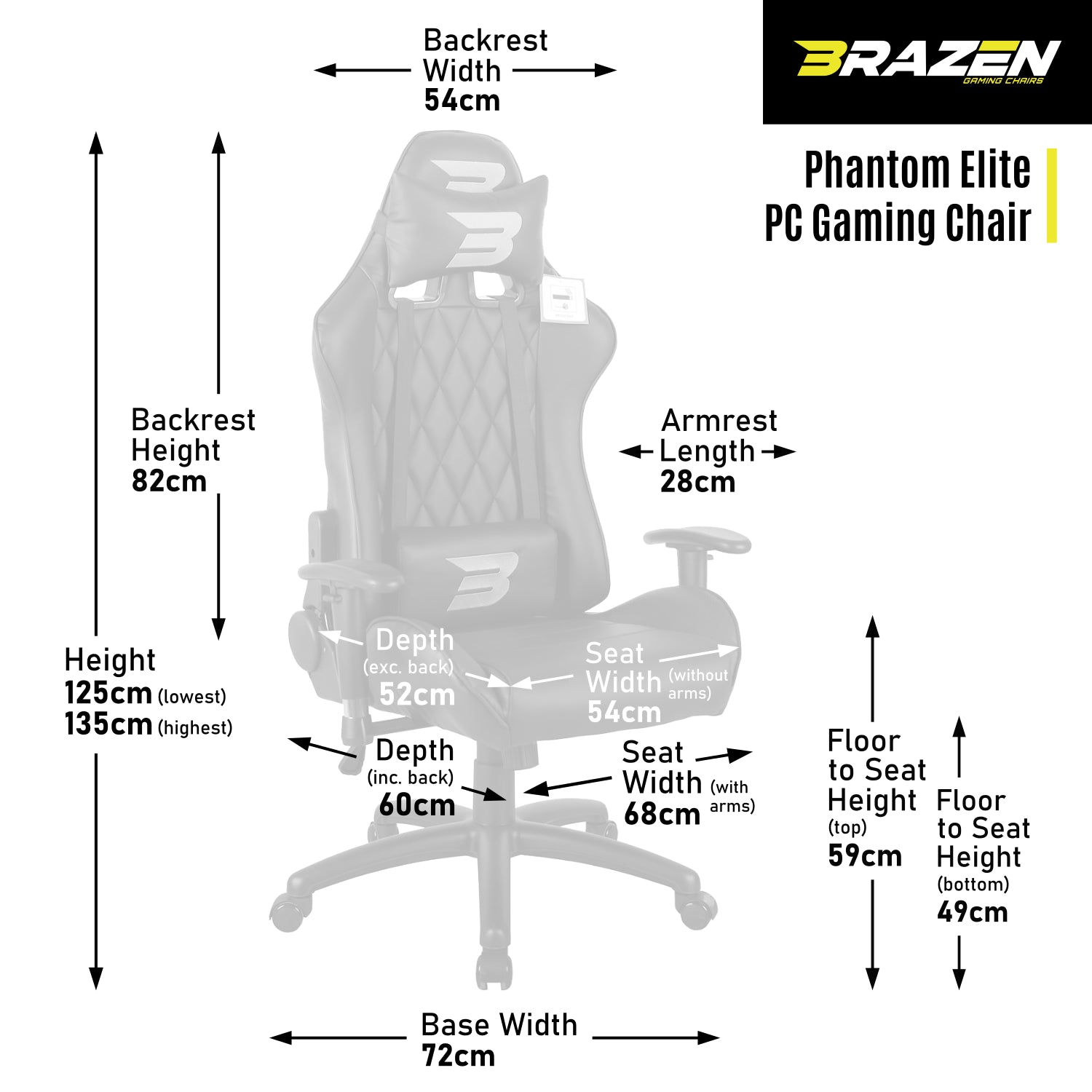 BraZen Phantom Elite PC Gaming Chair - Black / Red - Furniture by BraZen The Chelsea Gamer