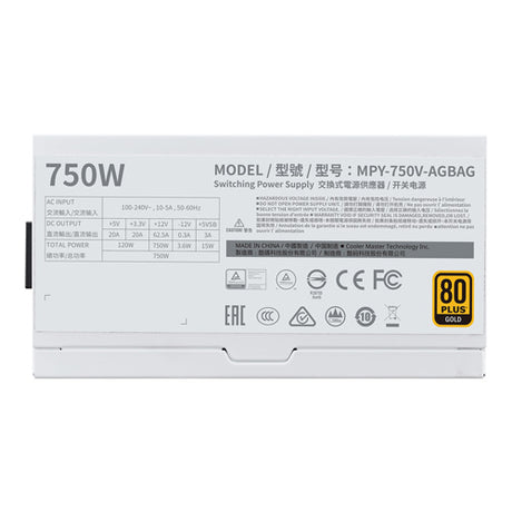 Cooler Master V750 Gold V2 White Edition 750W 135mm Silent FDB Fan 80 PLUS Gold Fully Modular PSU - Core Components by Cooler Master The Chelsea Gamer