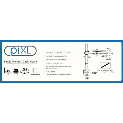 piXL Single Monitor Arm Desk Mount - Furniture by piXL The Chelsea Gamer