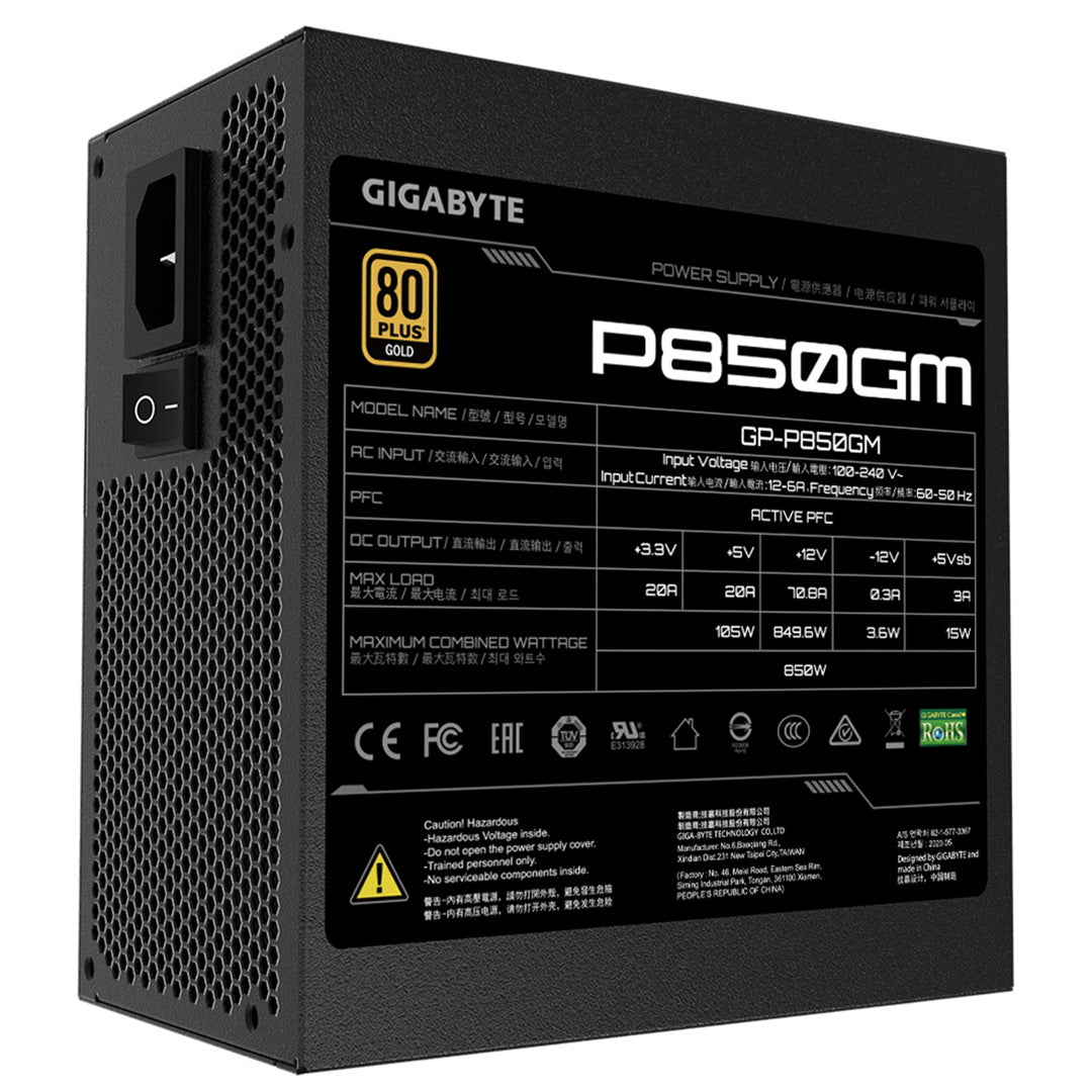 Gigabyte P850GM 850W Power Supply - Core Components by Gigabyte The Chelsea Gamer