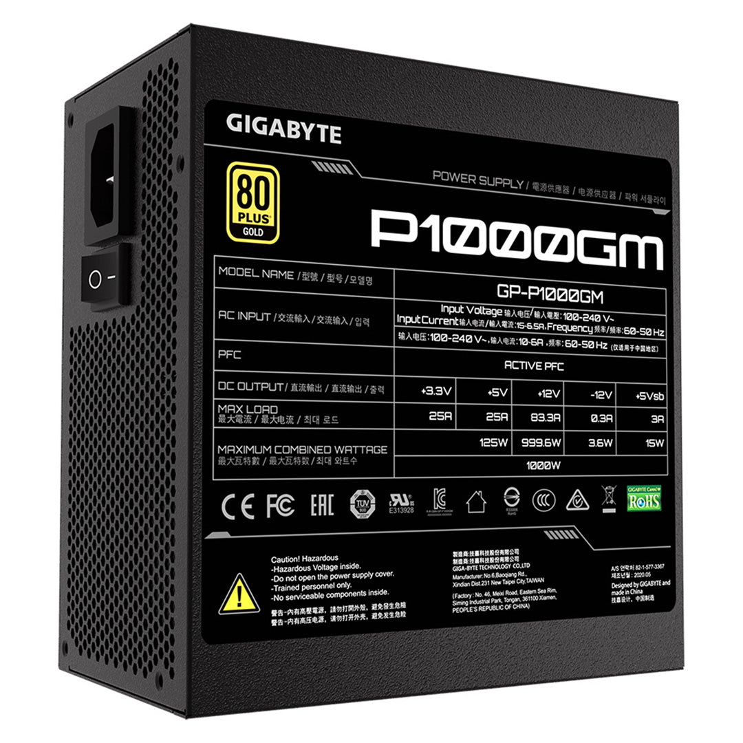 Gigabyte P1000GM 1000W Power Supply - Core Components by Gigabyte The Chelsea Gamer