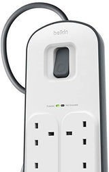 Belkin 6 Way Surge Protect Strip - 2m Cable with 2 x USB - Cables by Belkin The Chelsea Gamer