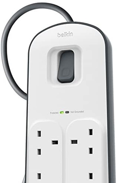 Belkin 6 Way Surge Protect Strip - 2m Cable with 2 x USB - Cables by Belkin The Chelsea Gamer