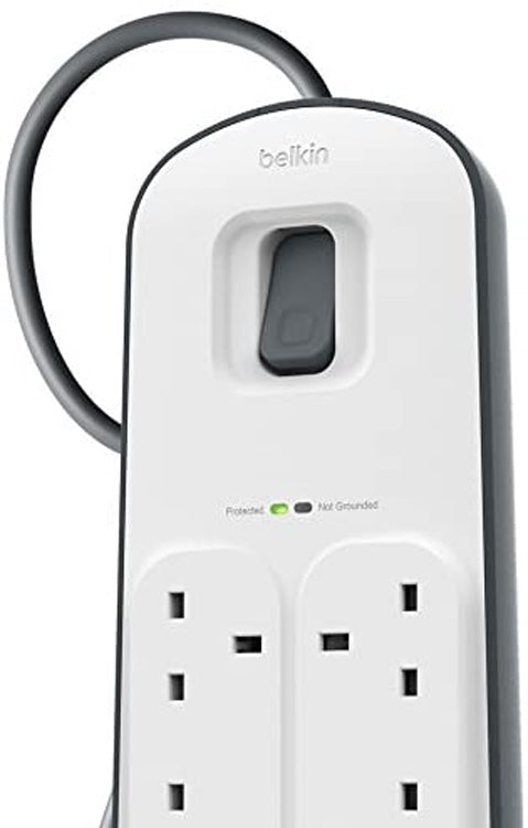 Belkin 6 Way Surge Protect Strip - 2m Cable with 2 x USB - Cables by Belkin The Chelsea Gamer