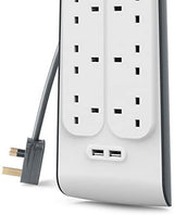 Belkin 8 Way Surge Protect Strip - 2m Cable with 2 x USB - Cables by Belkin The Chelsea Gamer