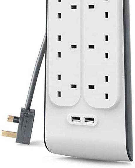 Belkin 8 Way Surge Protect Strip - 2m Cable with 2 x USB - Cables by Belkin The Chelsea Gamer