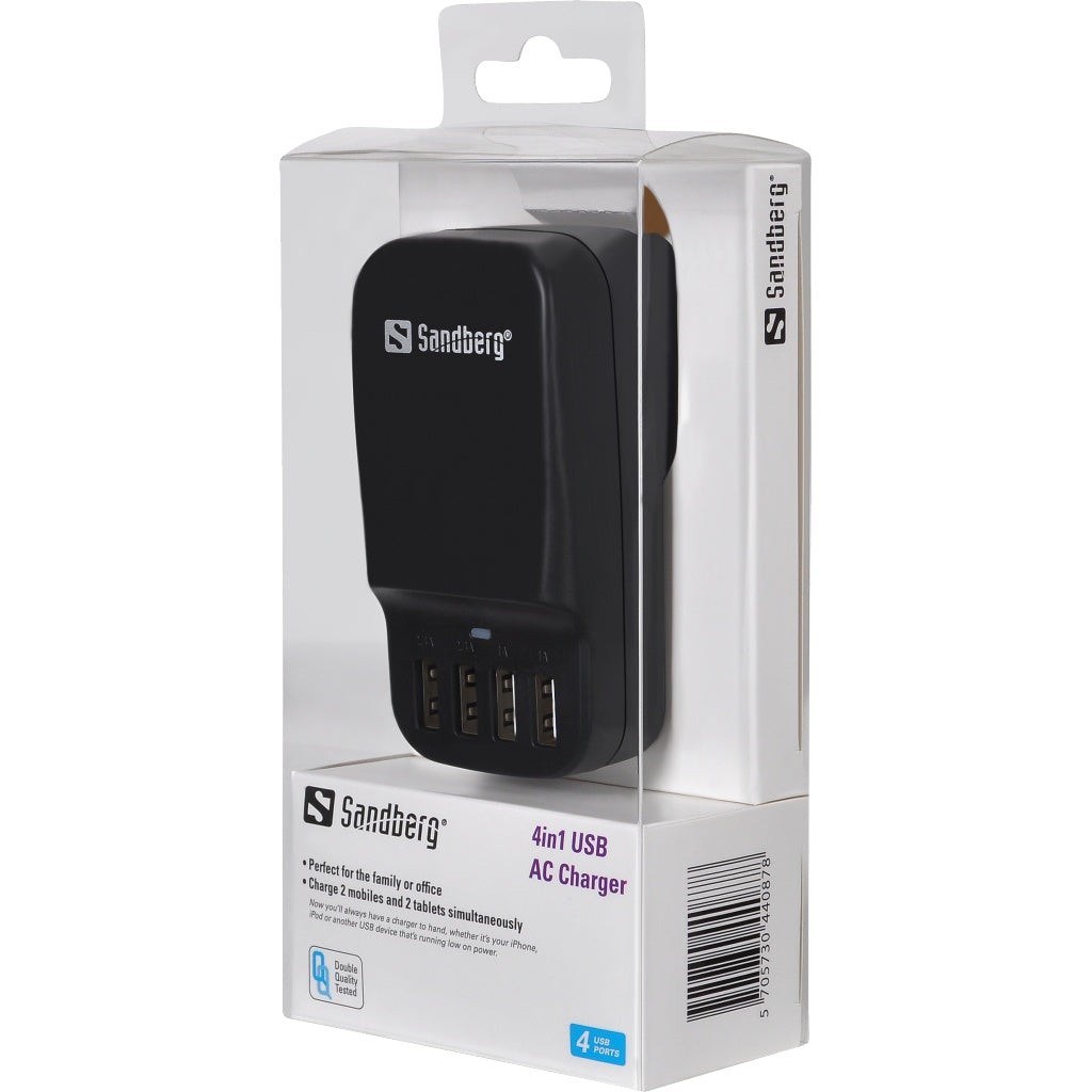 Sandberg 4in1 USB AC Charger 6.8A EU+UK - Cables by Sandberg The Chelsea Gamer