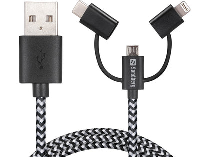 Sandberg USB to Lightning/MicroUSB/USB-C -1m - Cables by Sandberg The Chelsea Gamer