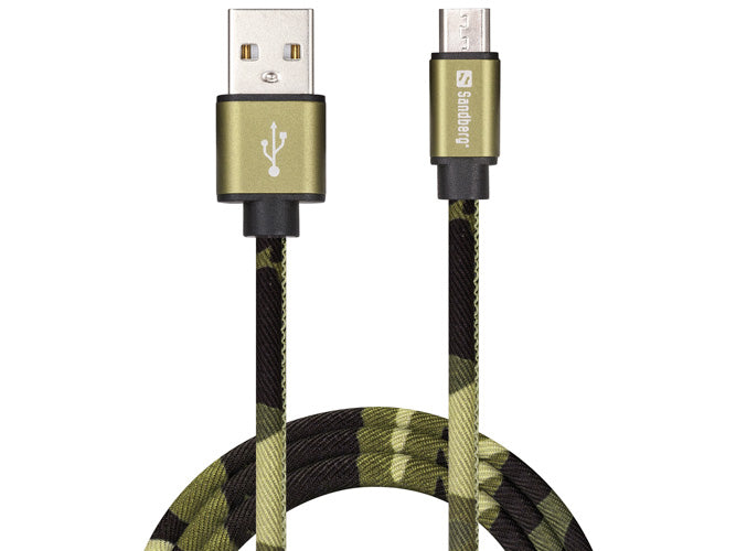 Sandberg MicroUSB Green Camouflage 1m - Cables by Sandberg The Chelsea Gamer
