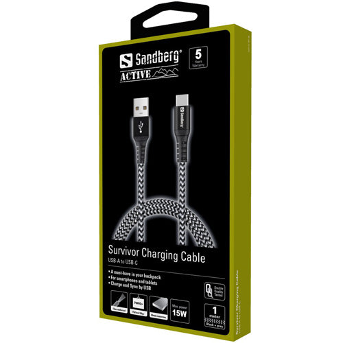 Sandberg Survivor USB-C- USB-A Cable 1M - Cables by Sandberg The Chelsea Gamer