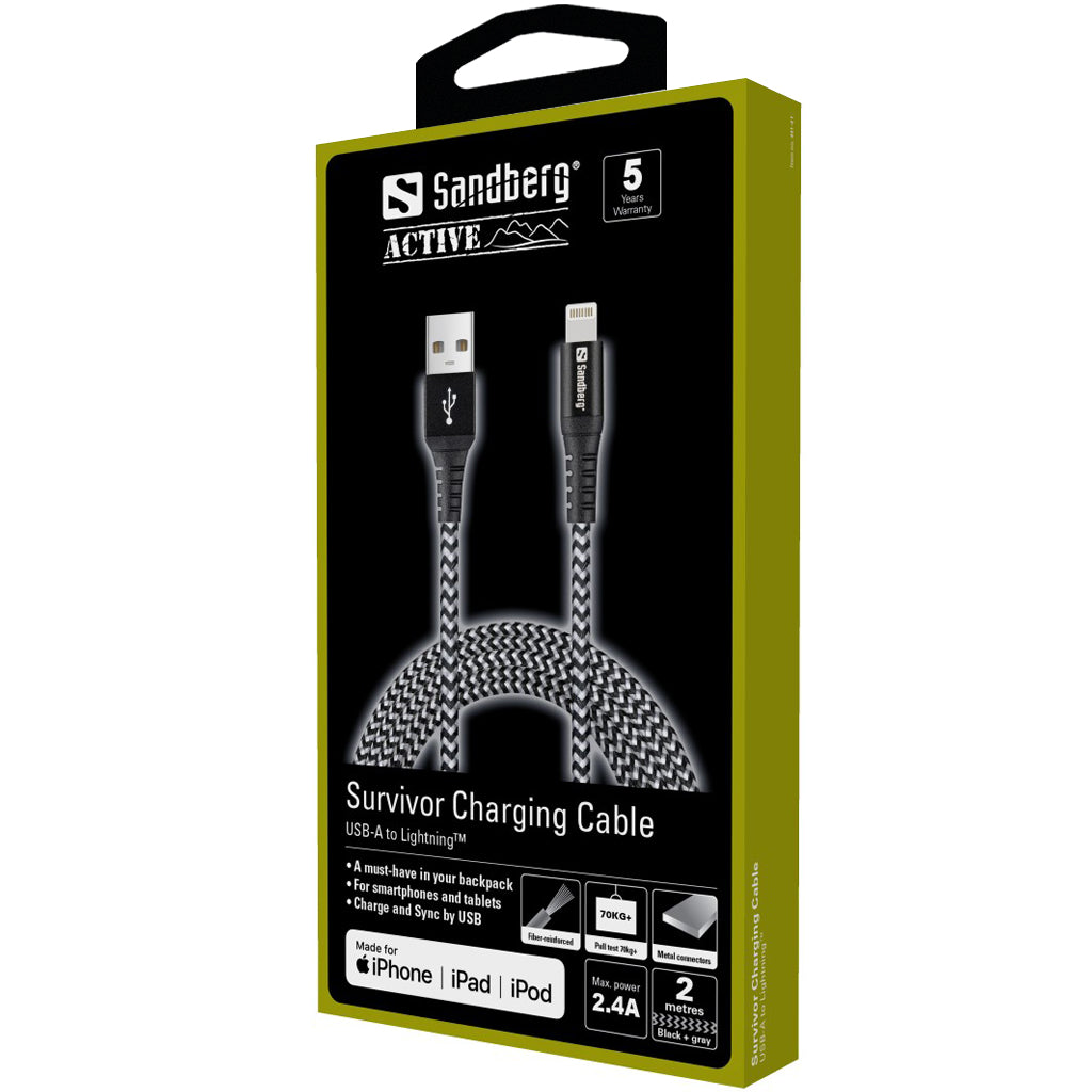 Sandberg Survivor Lightning Cable 2M - Cables by Sandberg The Chelsea Gamer