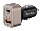 Sandberg Car Charger 1xQC3.0+1xUSBC 24W - Cables by Sandberg The Chelsea Gamer