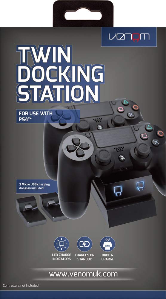 Venom PlayStation 4 Twin Charge Docking Station - Black - Console Accessories by Venom The Chelsea Gamer