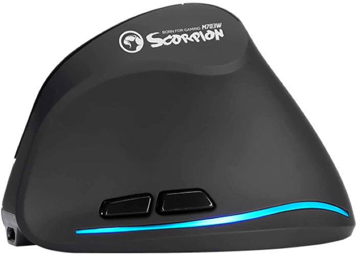 Marvo Scorpion M703W Wireless Blue LED Black Right-Handed Ergonomic Rechargeable Gaming Mouse - Mice by Marvo The Chelsea Gamer