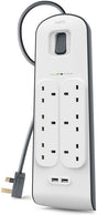 Belkin 6 Way Surge Protect Strip - 2m Cable with 2 x USB - Cables by Belkin The Chelsea Gamer