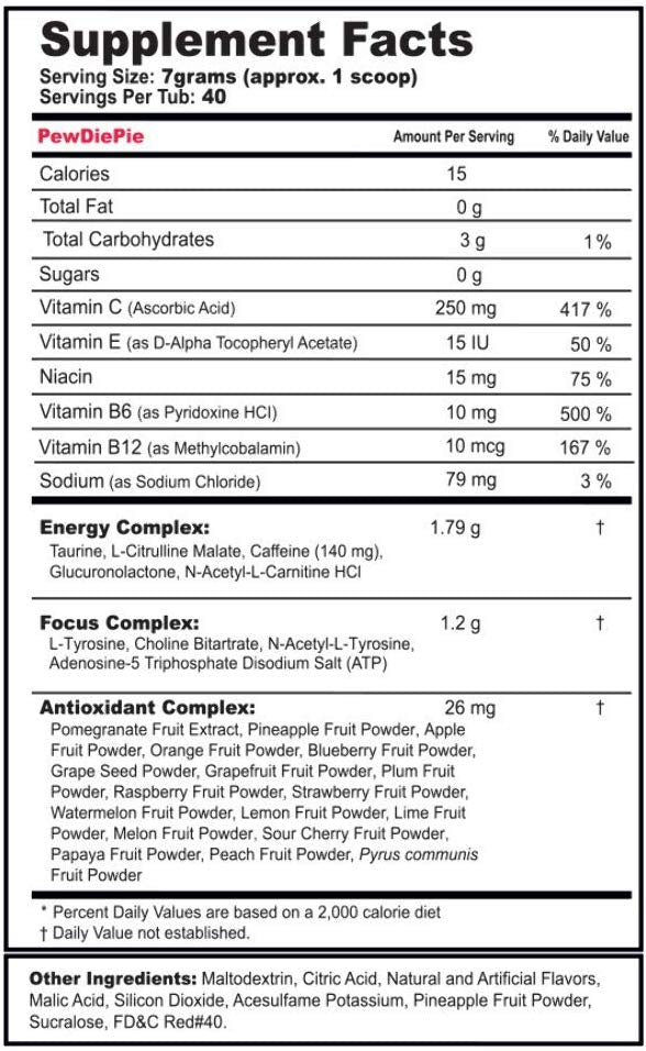 G FUEL Tub - PewDiePie Lingonberry Flavour - merchandise by G Fuel The Chelsea Gamer