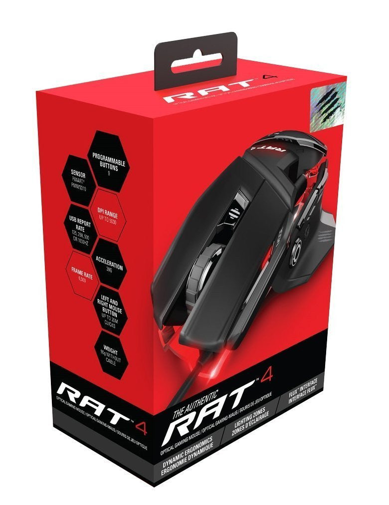Mad Catz RAT4 Wired Optical Gaming Mouse - Black - Mice by Mad Catz The Chelsea Gamer