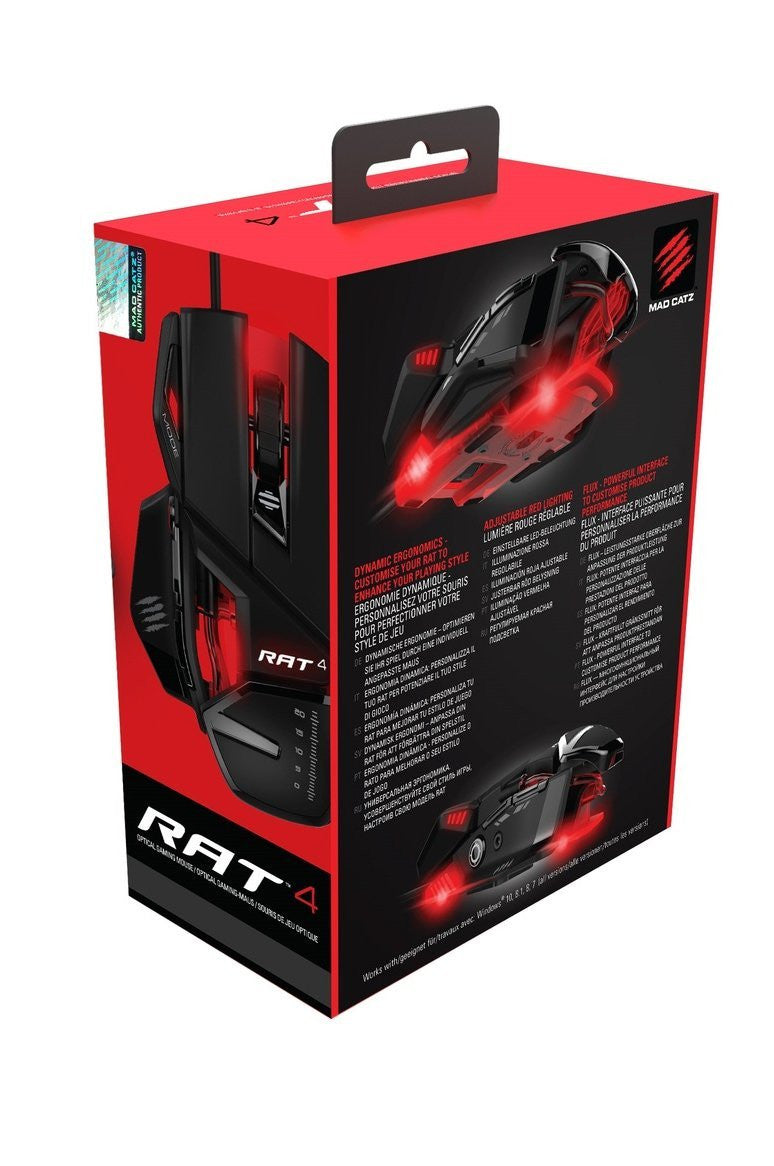 Mad Catz RAT4 Wired Optical Gaming Mouse - Black - Mice by Mad Catz The Chelsea Gamer