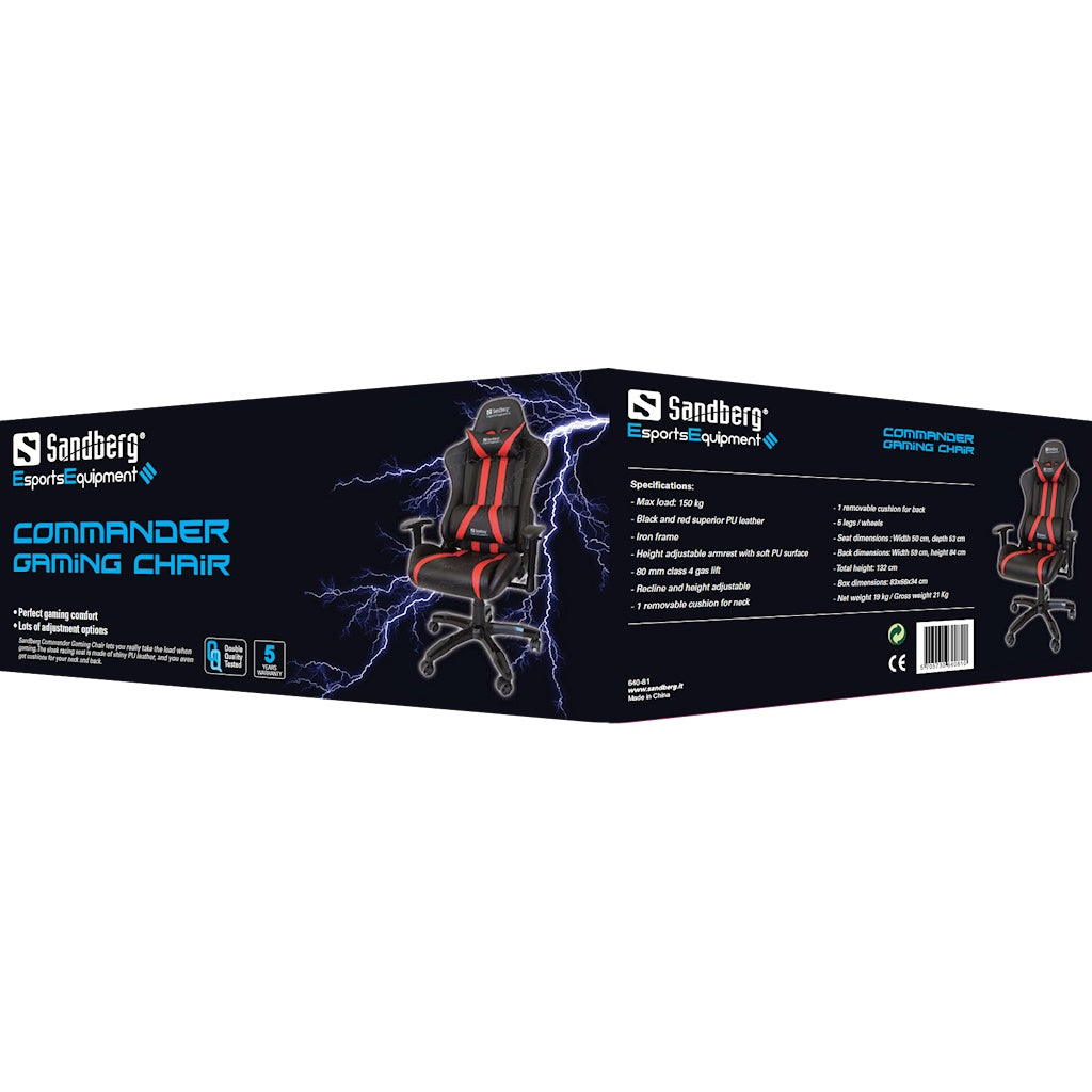 Sandberg Commander Gaming Chair (Black/Red) - Furniture by Sandberg The Chelsea Gamer