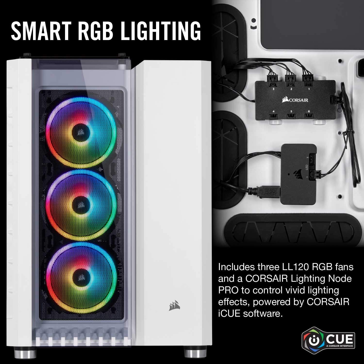 Corsair Crystal Series 680X RGB High Airflow Tempered Glass ATX Smart Gaming Case - White - Core Components by Corsair The Chelsea Gamer