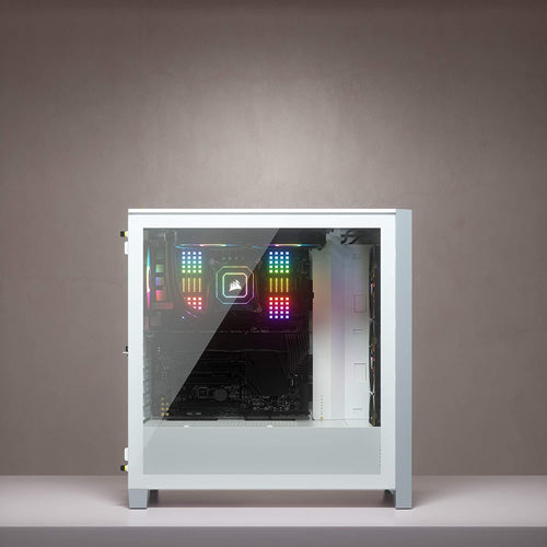 Corsair iCUE 4000X RGB Tempered Glass Mid-Tower ATX Case - White - Core Components by Corsair The Chelsea Gamer