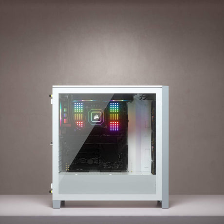 Corsair iCUE 4000X RGB Tempered Glass Mid-Tower ATX Case - White - Core Components by Corsair The Chelsea Gamer