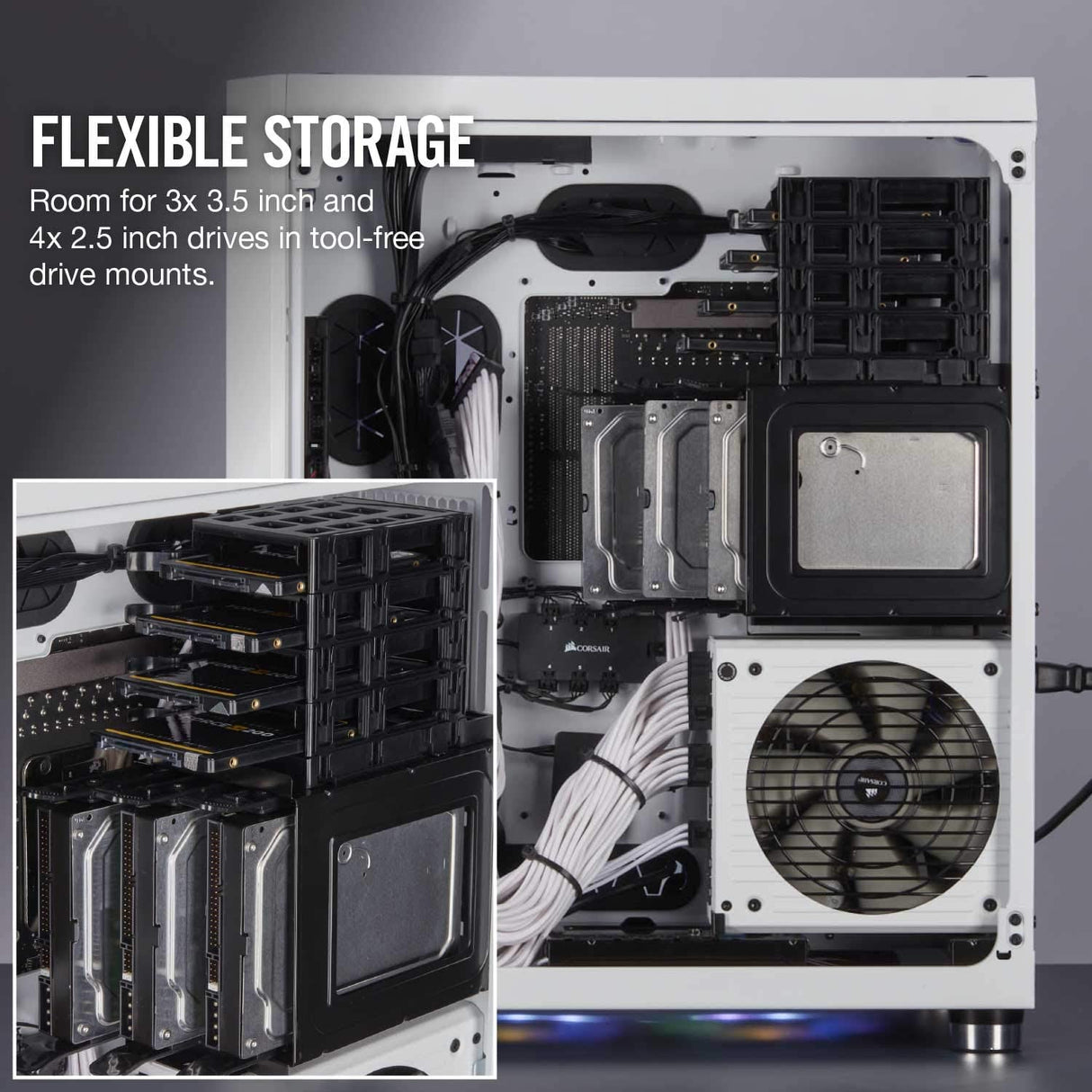 Corsair Crystal Series 680X RGB High Airflow Tempered Glass ATX Smart Gaming Case - White - Core Components by Corsair The Chelsea Gamer