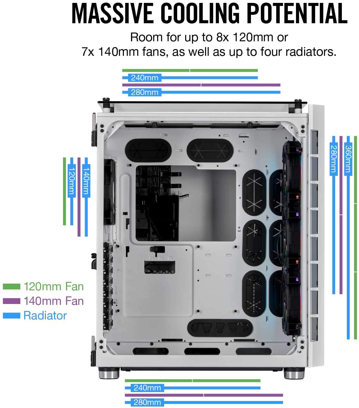 Corsair Crystal Series 680X RGB High Airflow Tempered Glass ATX Smart Gaming Case - White - Core Components by Corsair The Chelsea Gamer